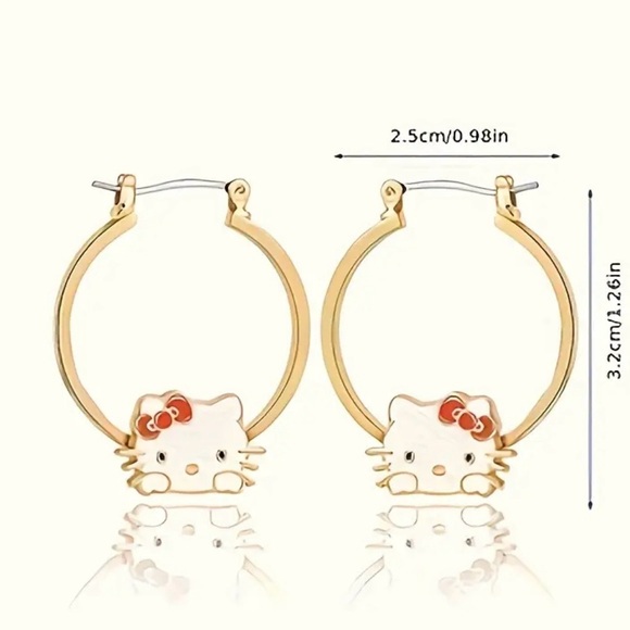 Officially Licensed Hello Kitty by Sanrio Golden Hoop Earrings - Picture 5 of 9